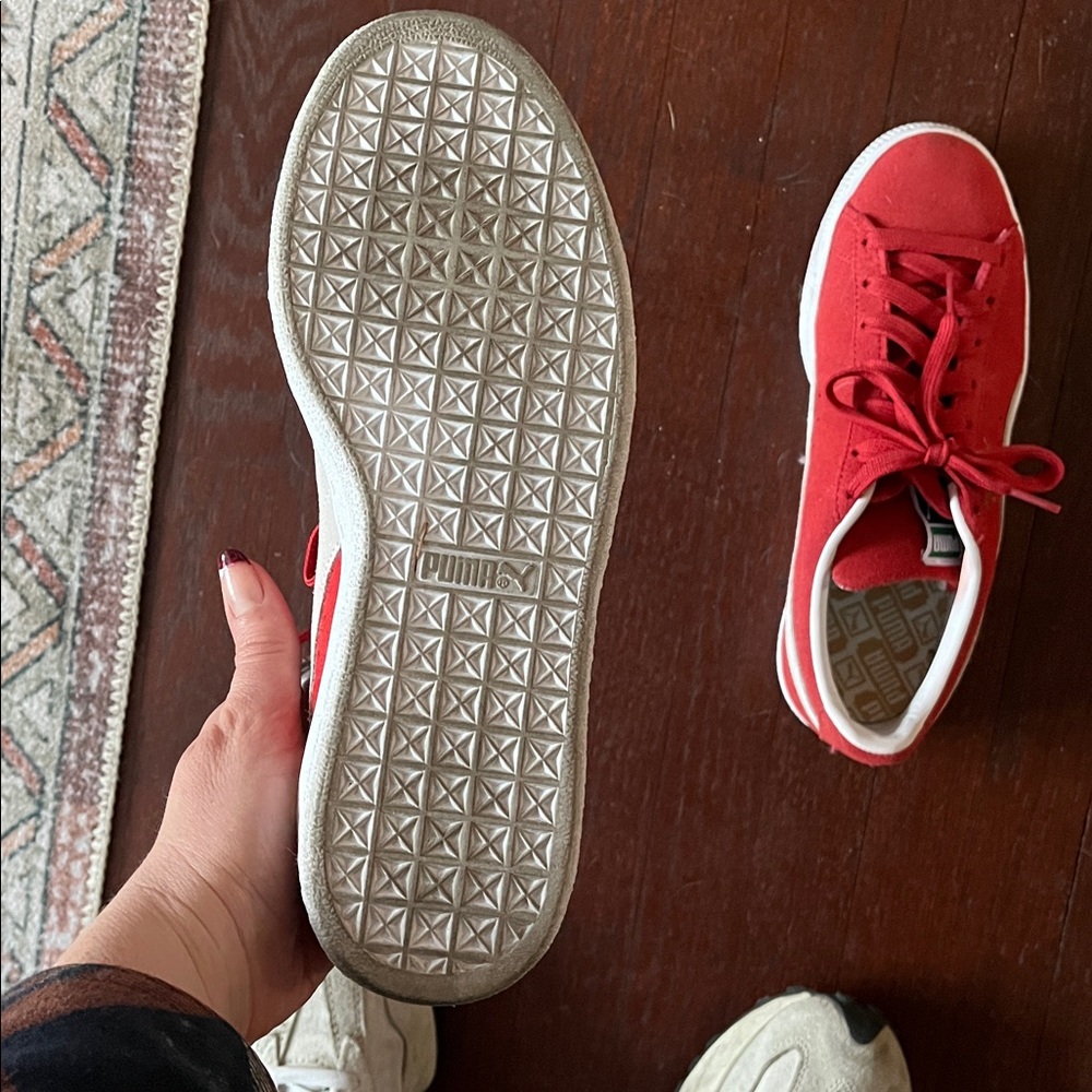Puma Red Suede Low-Top Sneakers - Picture 3 of 4